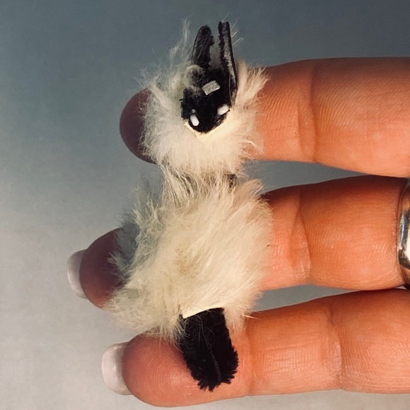 1950's Black Cat Brooch With Real Fur And Rhinestone Collar - Picture 4 of 9